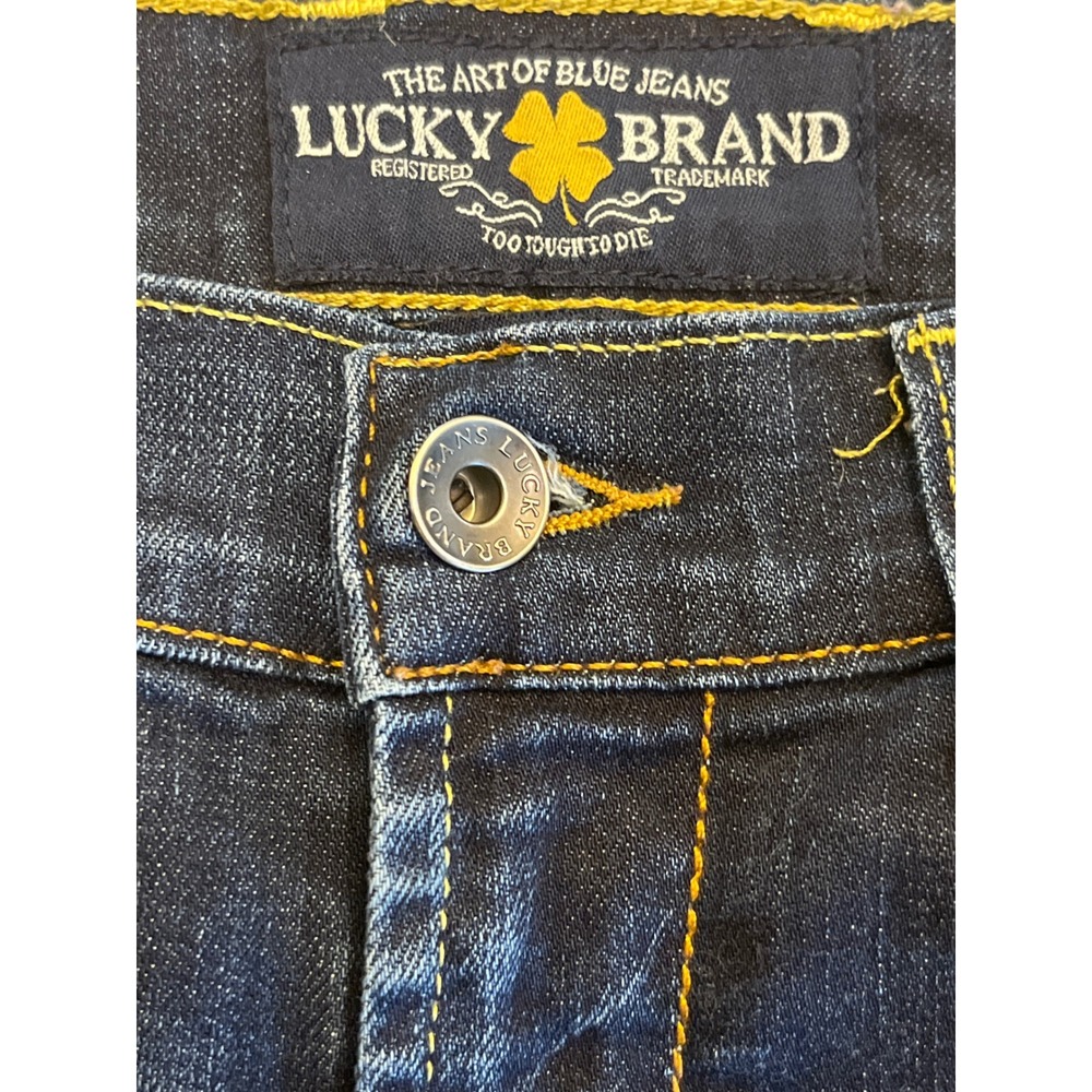 Lucky Brand Sweet N Straight Dark Wash Embroidered Pocket Jeans Womens 6 28